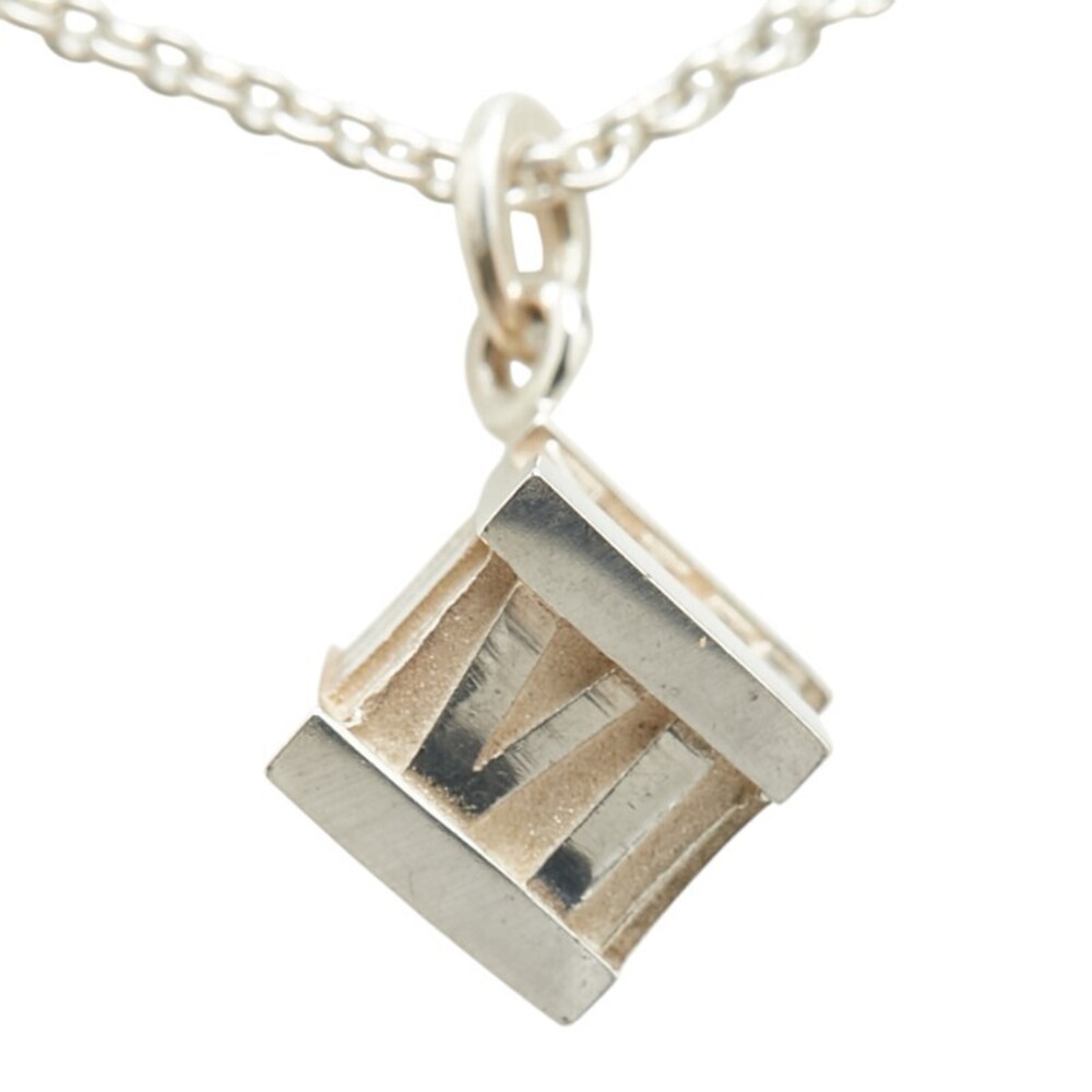 Tiffany Co Atlas Cube Pendant Necklace Silver